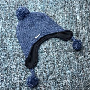 Nike Infant Pom Pom Beanie in Blue Infant Baby Size Ear Warmer Winter Hat
